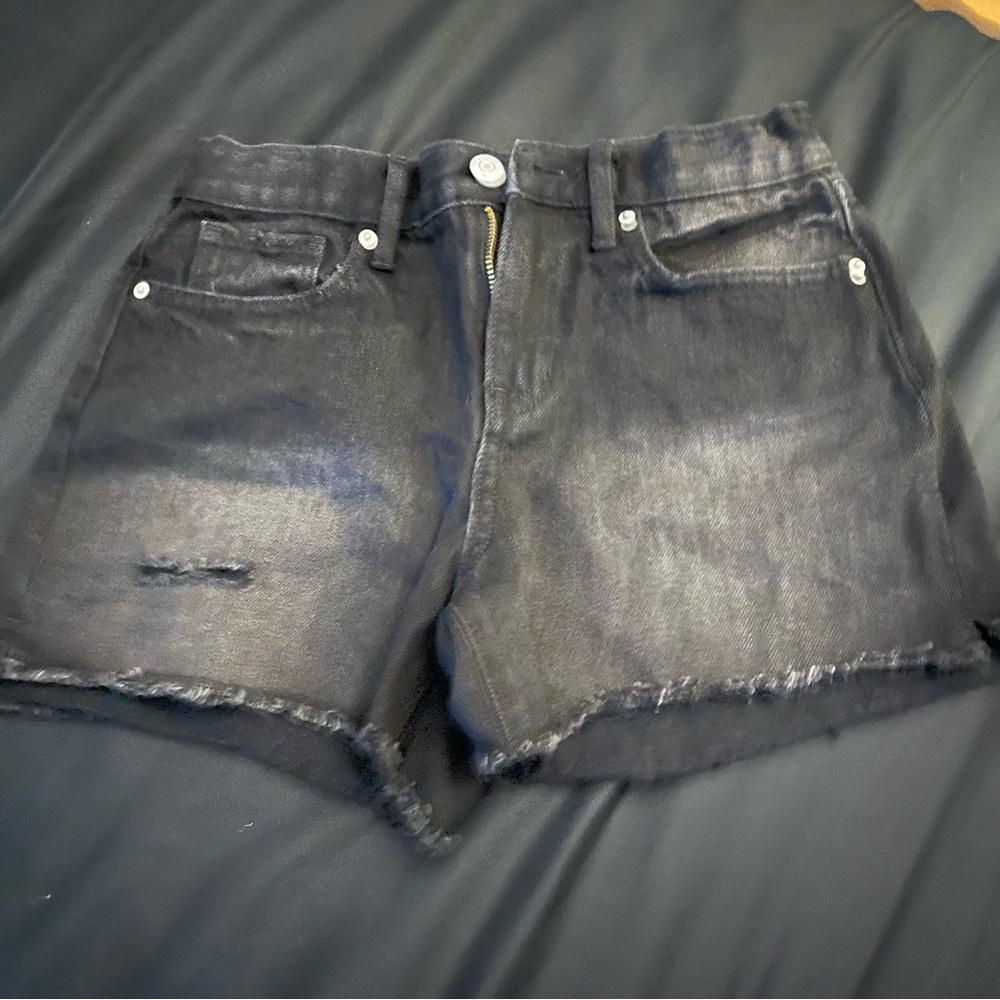 Old Navy girls Black denim shorts high rise adjustable waist band Sz 12 💸 SALE